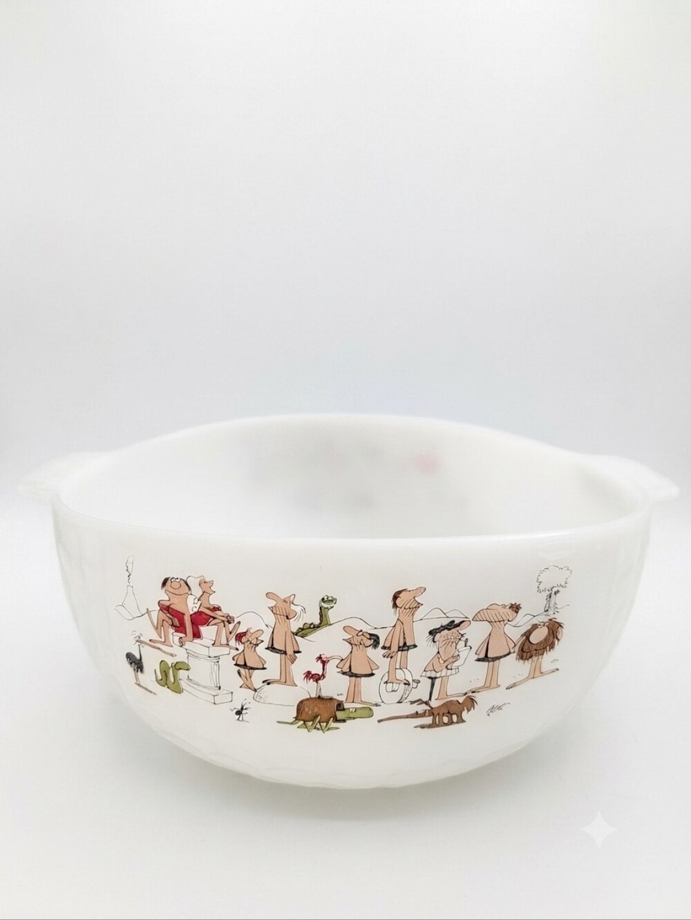 9" Fire-King "B.C. Comic"  Caveman Bowl – Vintage Anchor Hocking Milk Glass